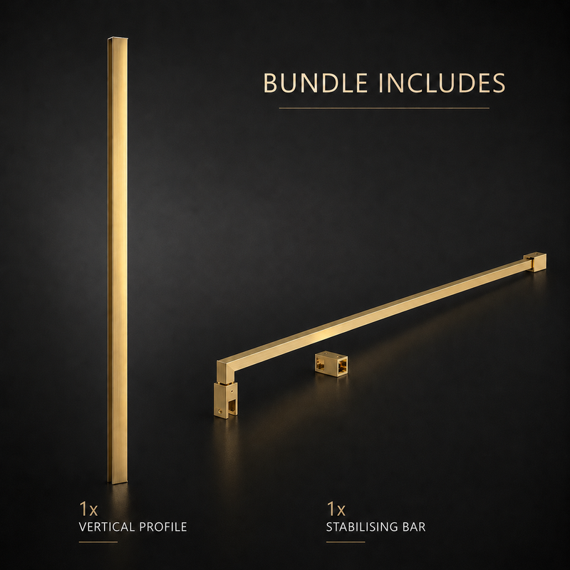 Brushed Brass Wetroom Profile Kit (Wall Profile & Bracing Bar)