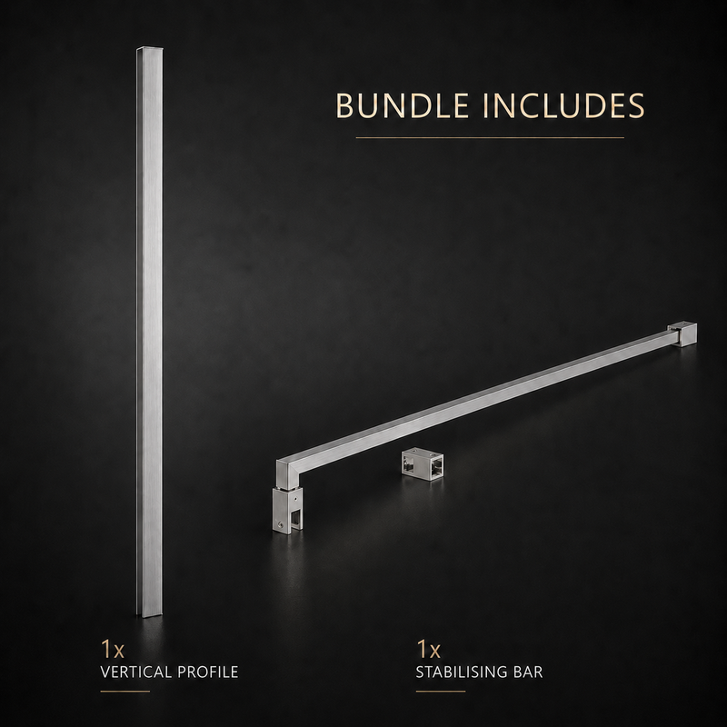 Brushed Nickel Wetroom Profile Kit (Wall Profile & Bracing Bar)