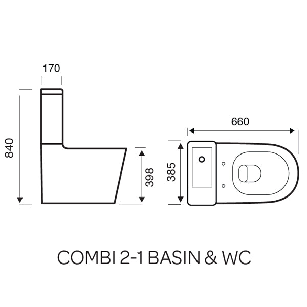 2-in-1 Close Coupled Toilet & Seat with Integrated Basin