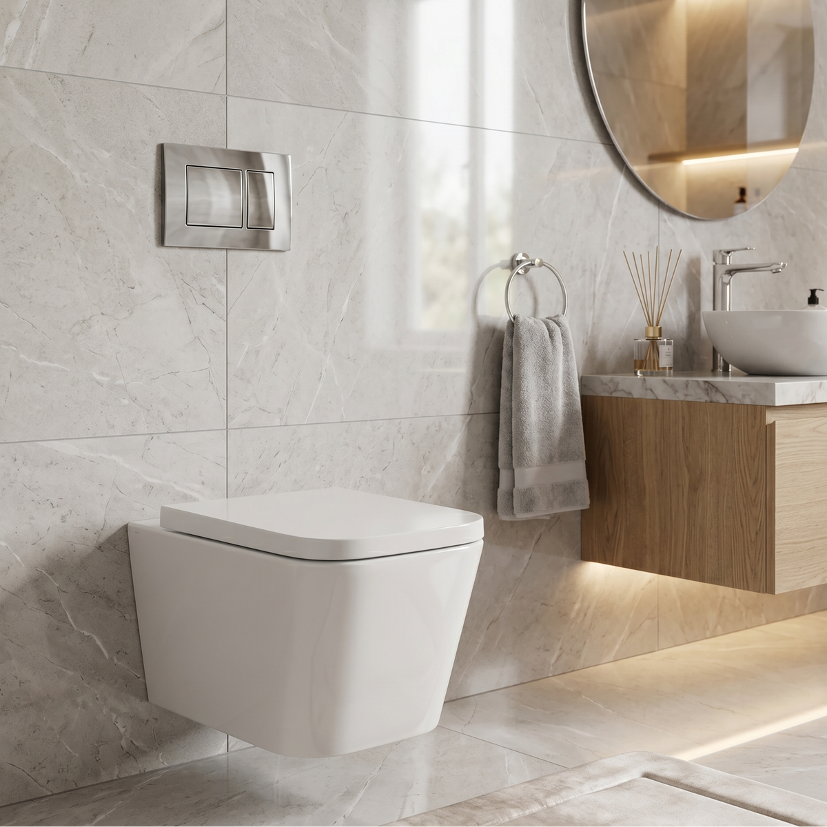 Genoa Square Wall Hung Toilet & Concealed Frame