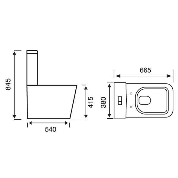 Square Close Coupled Toilet & Soft Close Seat