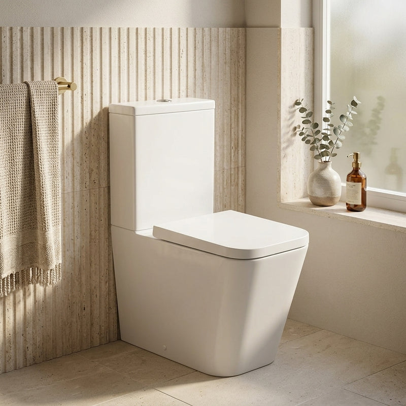 Square Close Coupled Toilet & Soft Close Seat