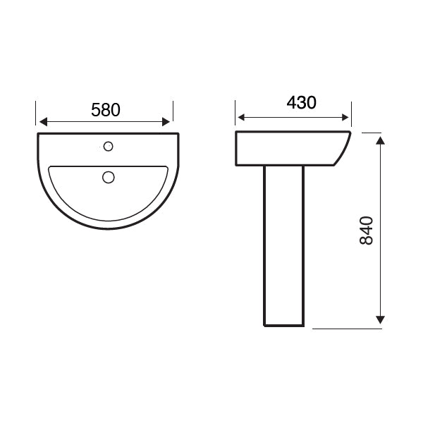 Round Basin and Full Pedestal