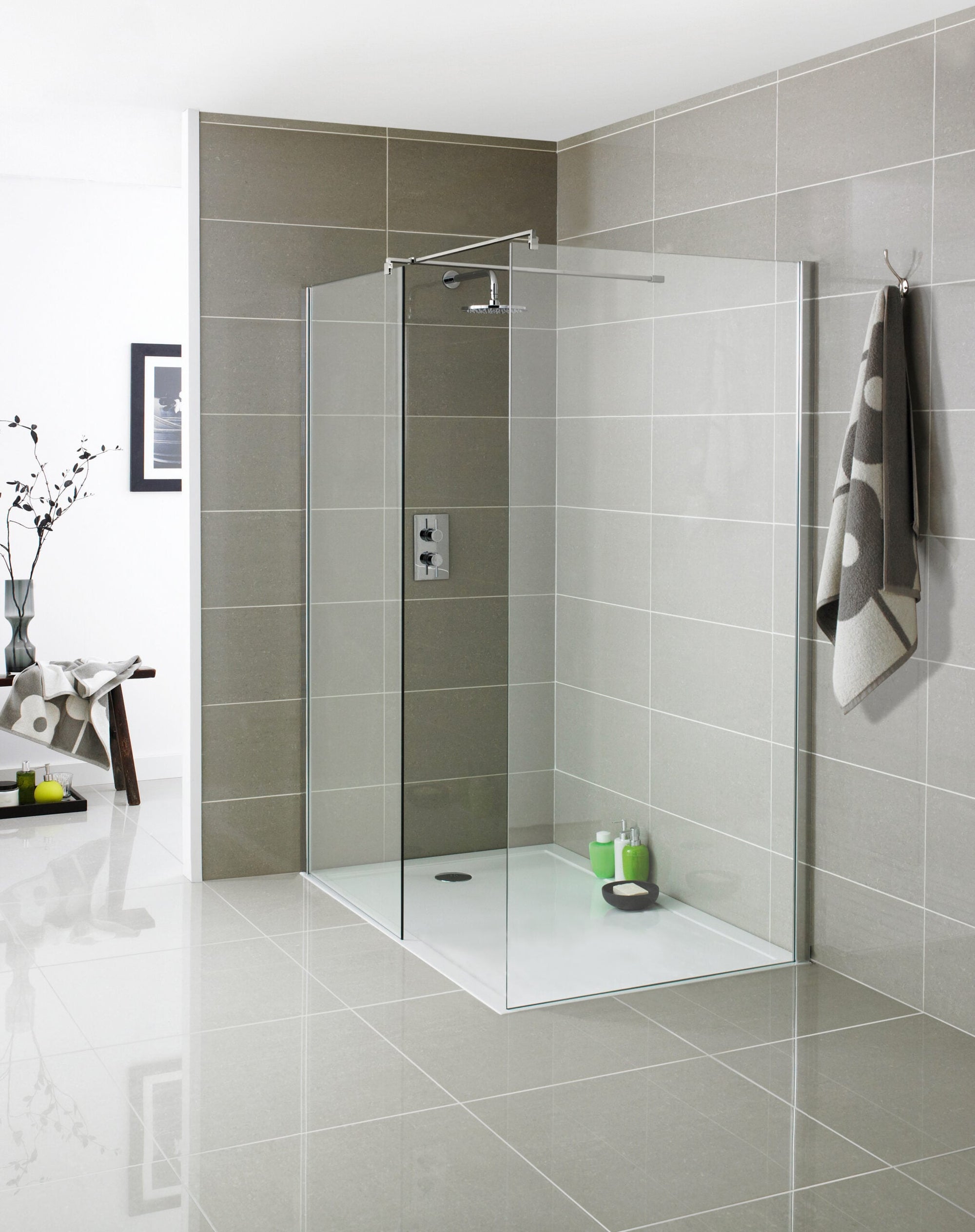 8mm Wet Room Shower Screen Glass Panel - 760mm