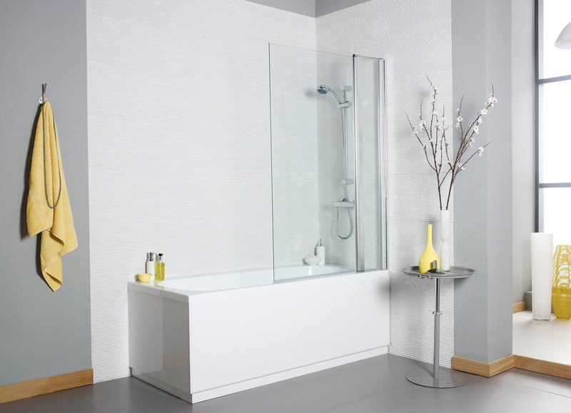 Koncept Straight Bath Shower Screen Square Edge with Extension Panel