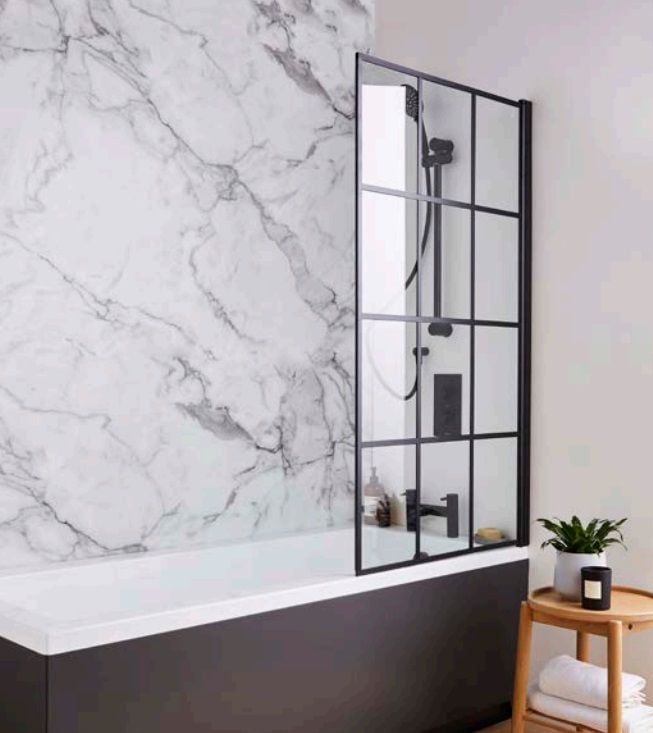 Kritt Straight Bath Shower Screen Square Edge