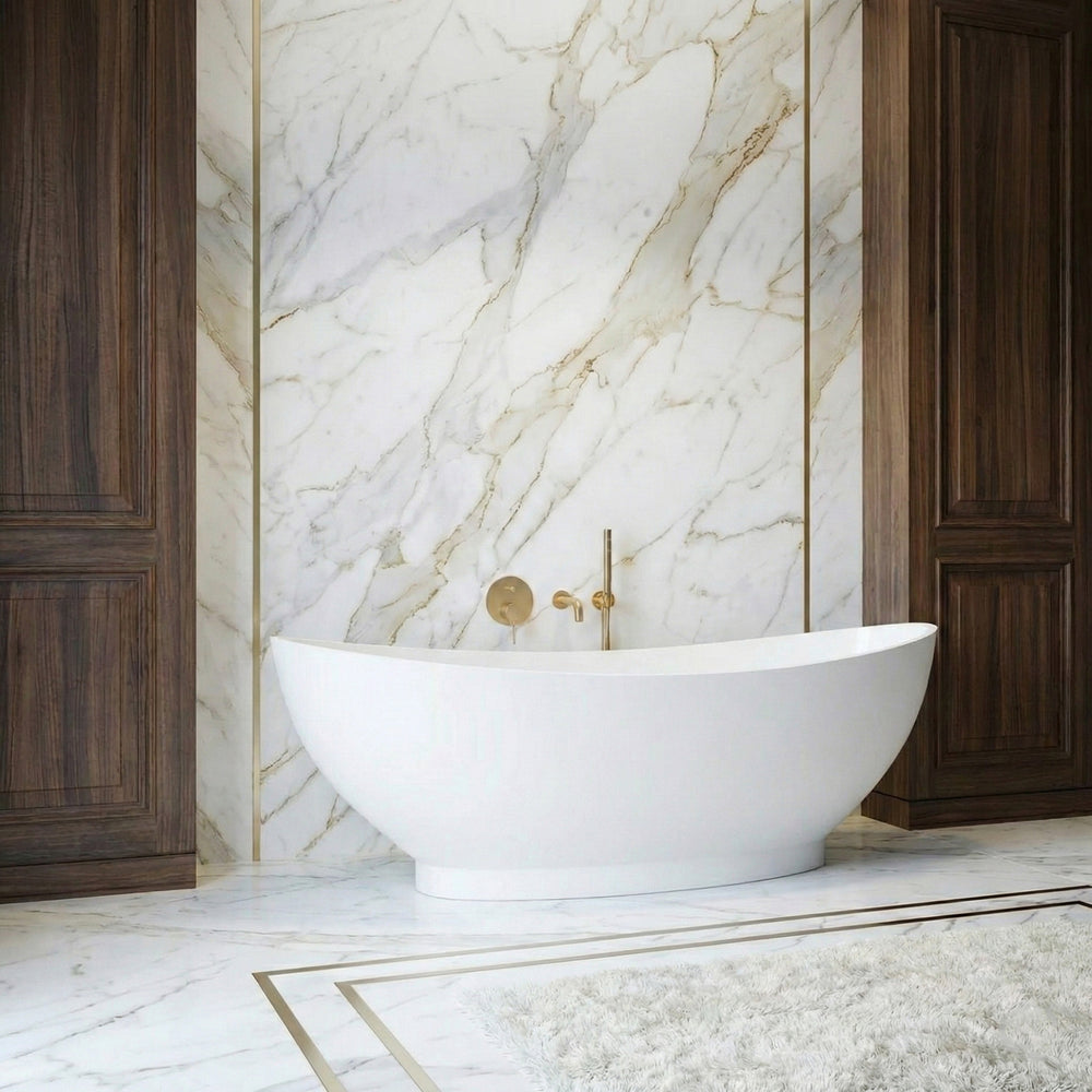 Livi White Freestanding Stone Resin Bath | 1780x780mm