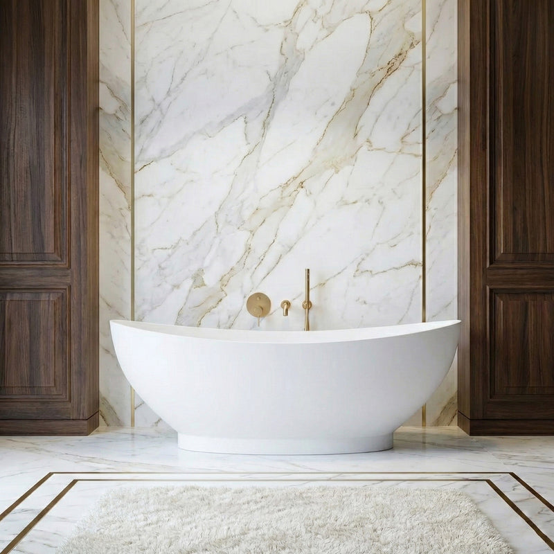 Livi White Freestanding Stone Resin Bath | 1780x780mm