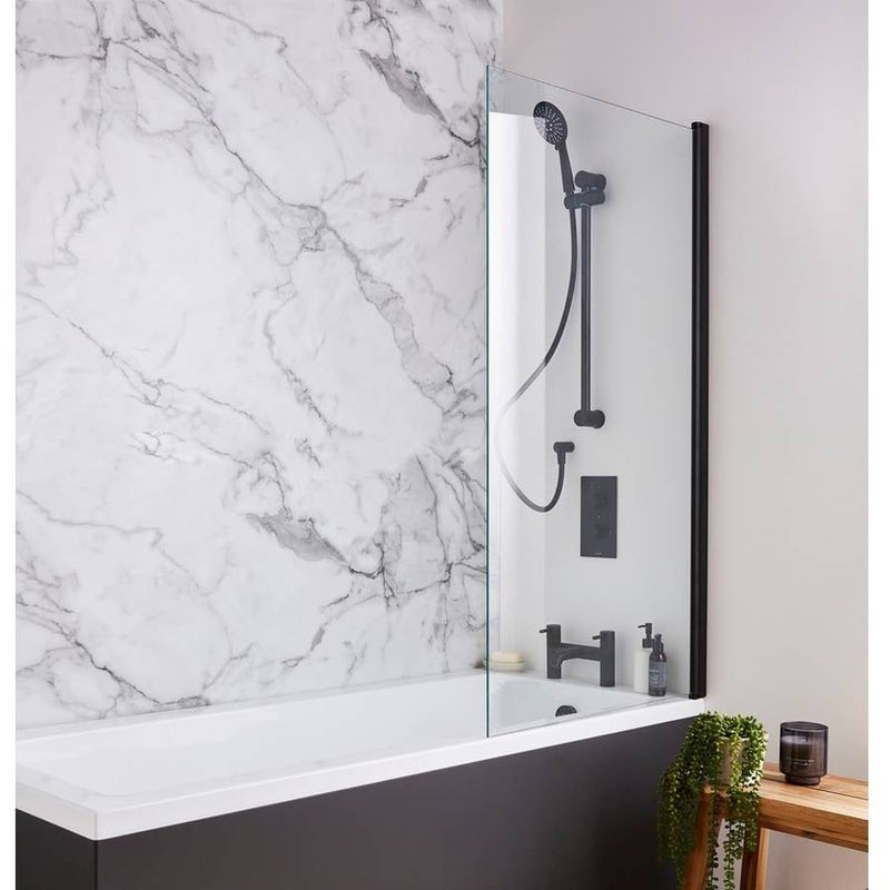 Nero Straight Bath Shower Screen Square Edge