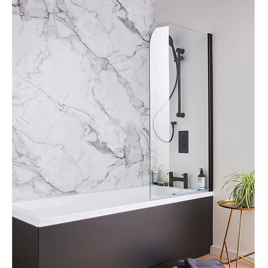 Nero Straight Bath Shower Screen Radius Edge
