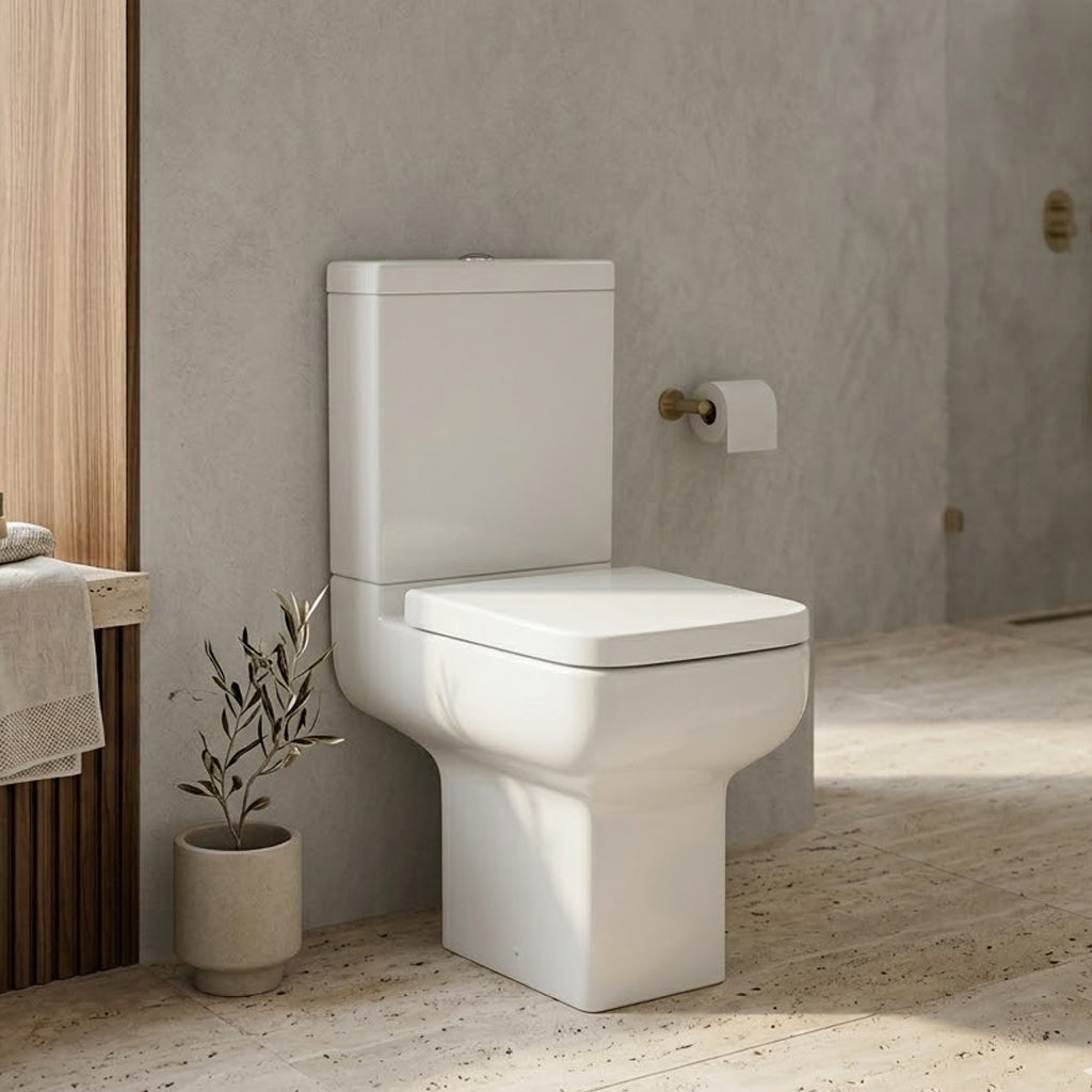 550mm Short Projection Close Coupled Toilet & Soft Close Seat