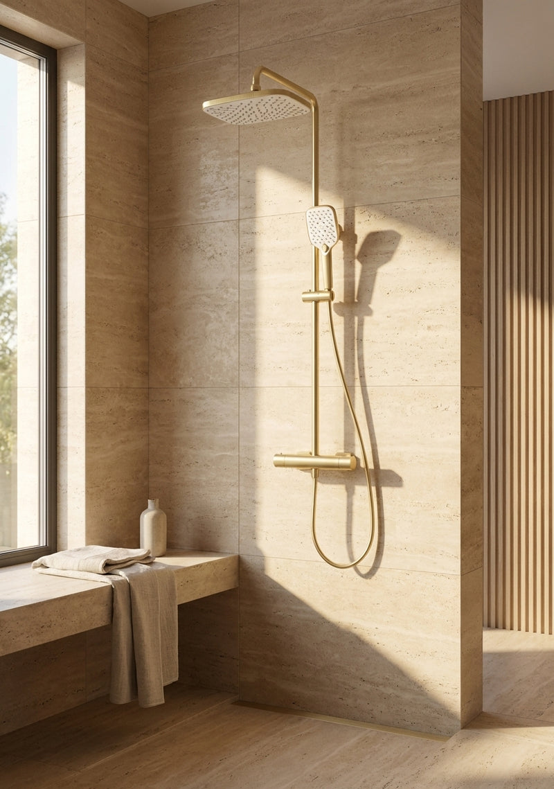 Kolt Shower with Sliding Handset and Drench Head Brass
