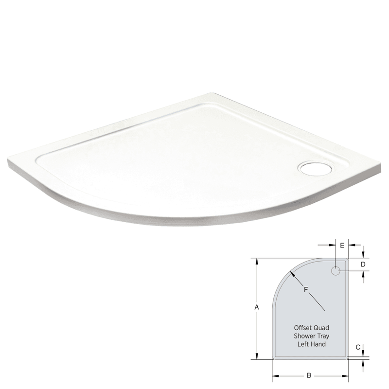 Saniere Stone Resin Offset Quadrant Shower Tray 1000x800mm Left Hand