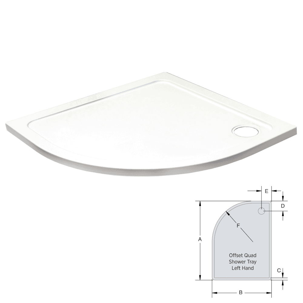 Saniere Stone Resin Offset Quadrant Shower Tray 1200x900mm Left Hand