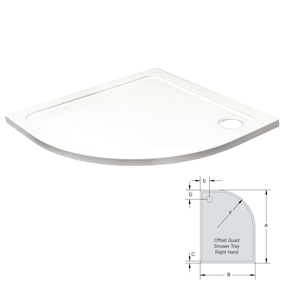 Saniere Stone Resin Offset Quadrant Shower Tray 1200x800mm Right Hand
