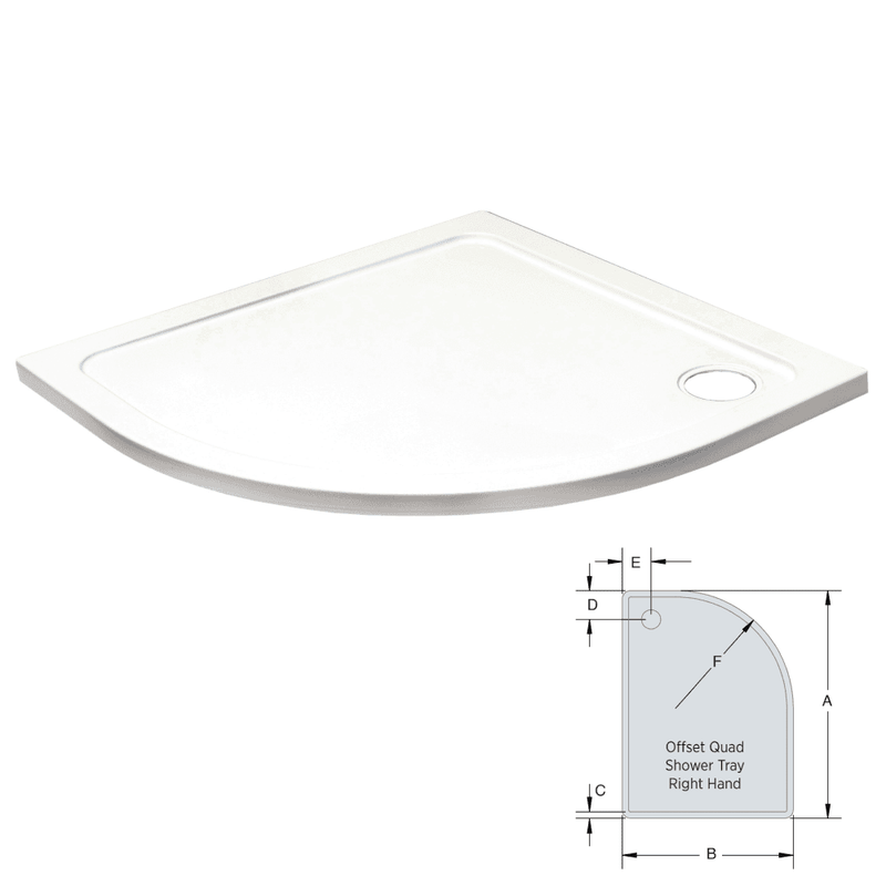 Saniere Stone Resin Offset Quadrant Shower Tray 1200x900mm Right Hand